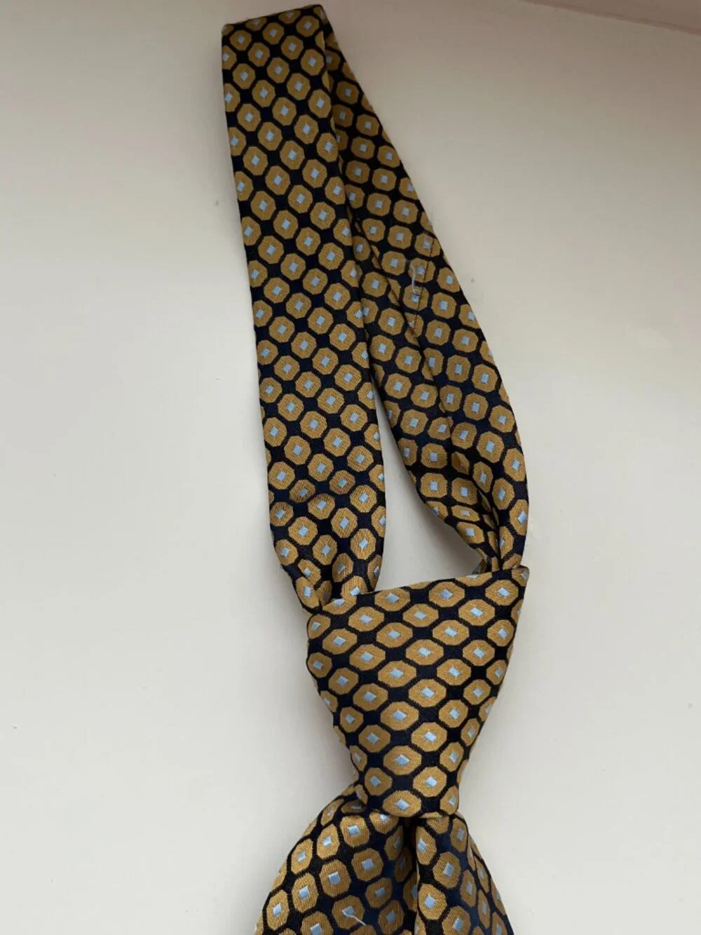 Bill Blass Gold Black Silk Tie art deco vintage old money eclectic grandpa retro